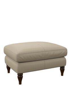 John Lewis Camber Leather Footstool, Dark Leg, Matt Pearl