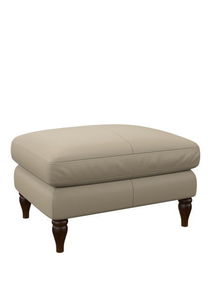 John Lewis Camber Leather Footstool, Dark Leg, Matt Pearl