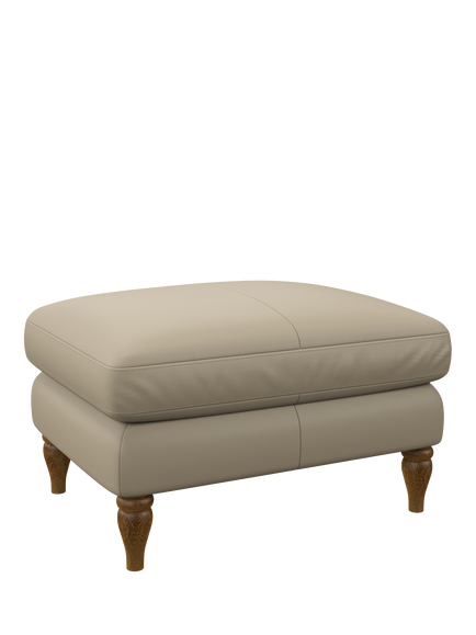 John Lewis Camber Leather Footstool, Light Leg, Matt Pearl
