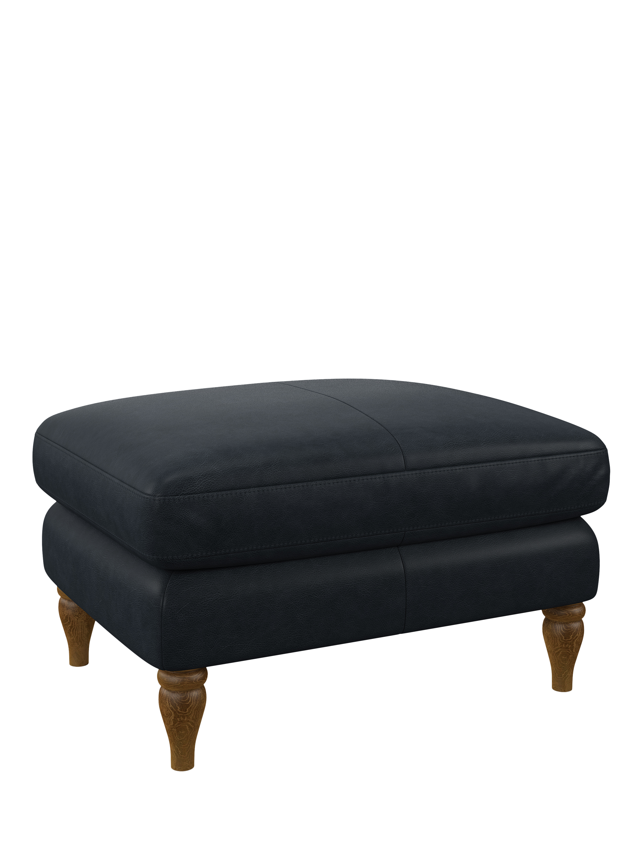 Camber Range, John Lewis Camber Leather Footstool, Light Leg, Vintage Jeans