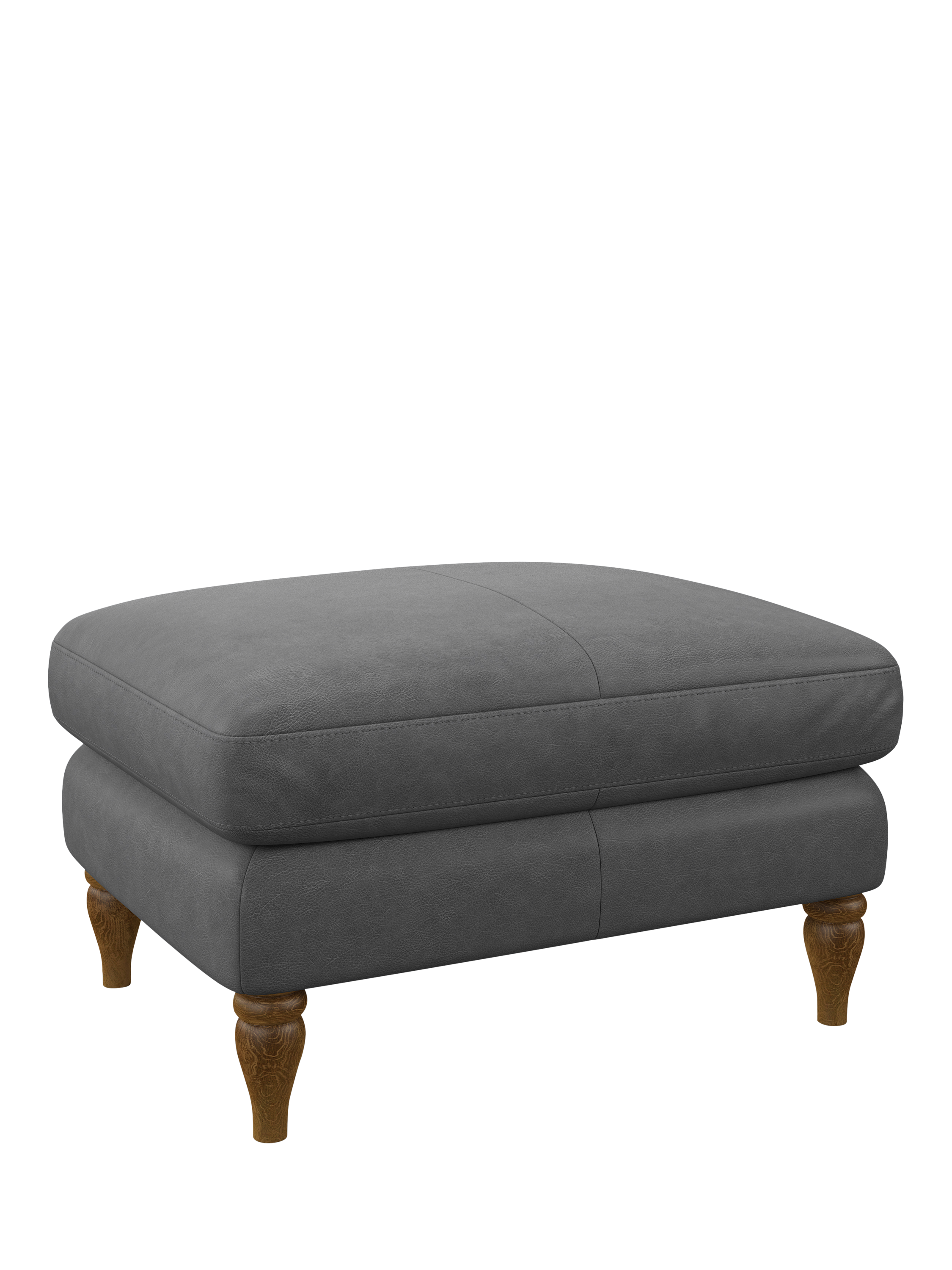 Camber Range, John Lewis Camber Leather Footstool, Light Leg, Vintage Shadow