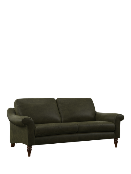 John Lewis Camber Large 3 Seater Leather Sofa, Dark Leg, Demetra Green