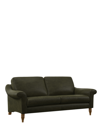 John Lewis Camber Large 3 Seater Leather Sofa, Light Leg, Demetra Green