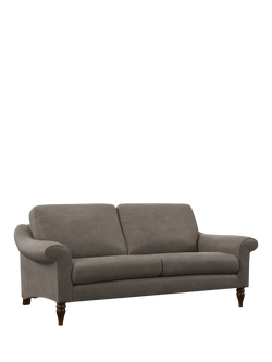 John Lewis Camber Large 3 Seater Leather Sofa, Dark Leg, Demetra Grey