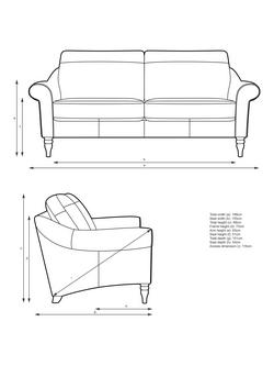 John Lewis Camber Large 3 Seater Leather Sofa, Dark Leg - view 2, Demetra Grey