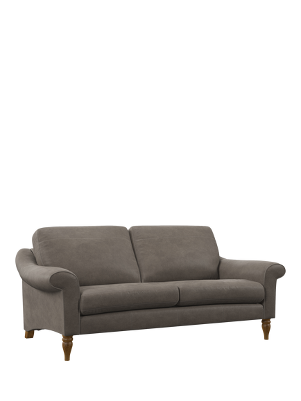 John Lewis Camber Large 3 Seater Leather Sofa, Light Leg, Demetra Grey