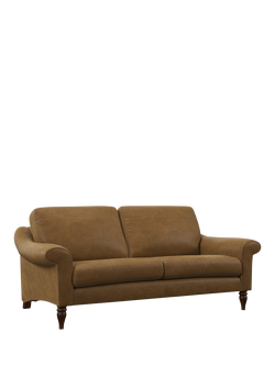 John Lewis Camber Large 3 Seater Leather Sofa, Dark Leg, Demetra Light Tan