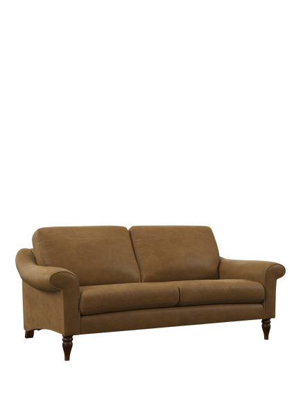 John Lewis Camber Large 3 Seater Leather Sofa, Dark Leg, Demetra Light Tan