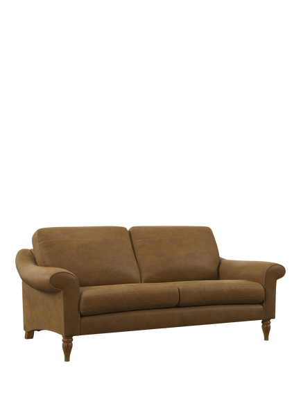 John Lewis Camber Large 3 Seater Leather Sofa, Light Leg, Demetra Light Tan