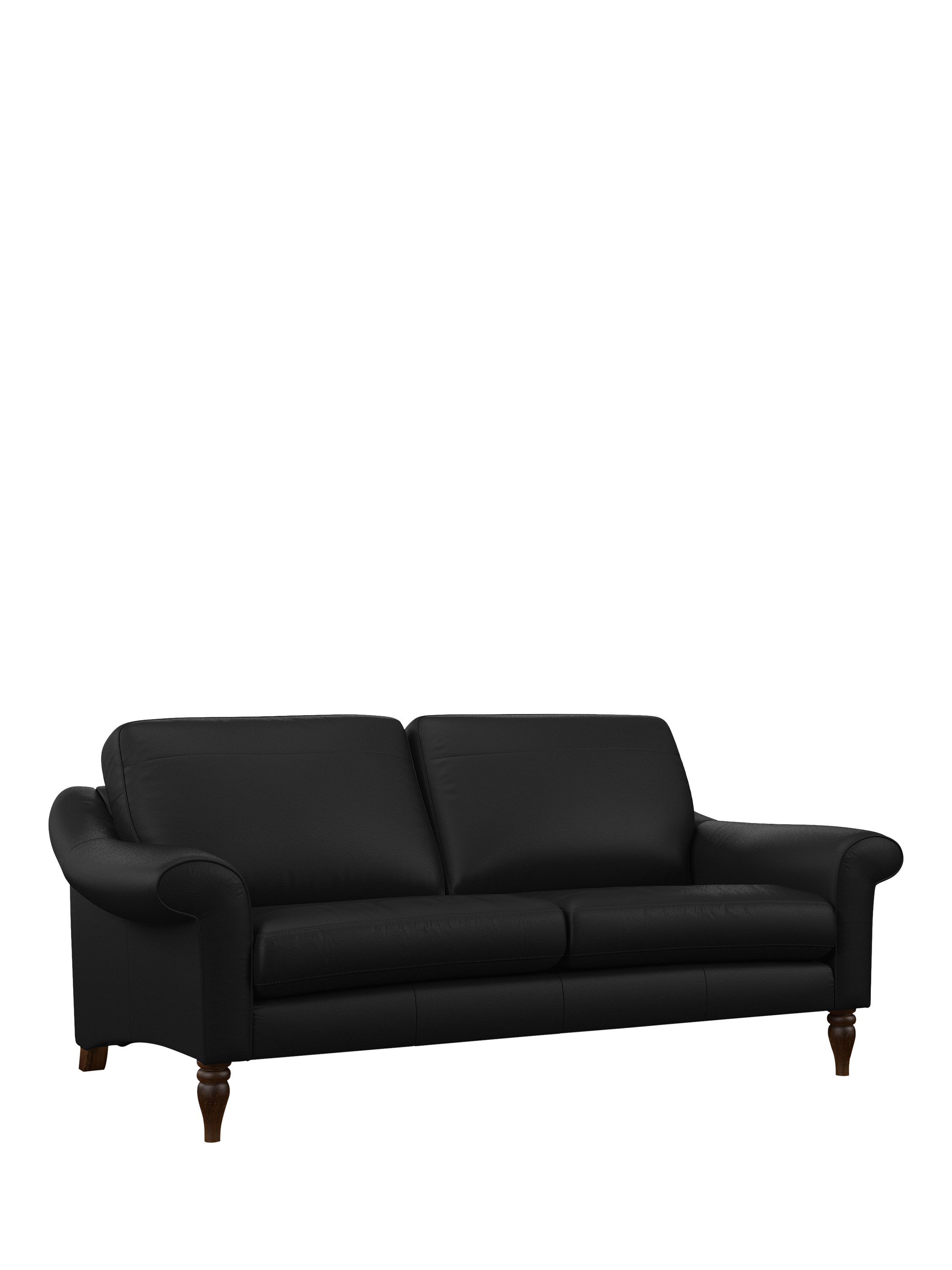 Camber Range, John Lewis Camber Large 3 Seater Leather Sofa, Dark Leg, Matt Black