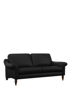 John Lewis Camber Large 3 Seater Leather Sofa, Dark Leg, Matt Black