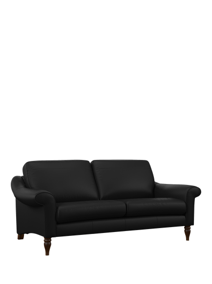 John Lewis Camber Large 3 Seater Leather Sofa, Dark Leg, Matt Black