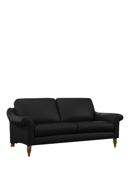 John Lewis Camber Large 3 Seater Leather Sofa, Light Leg, Matt Black