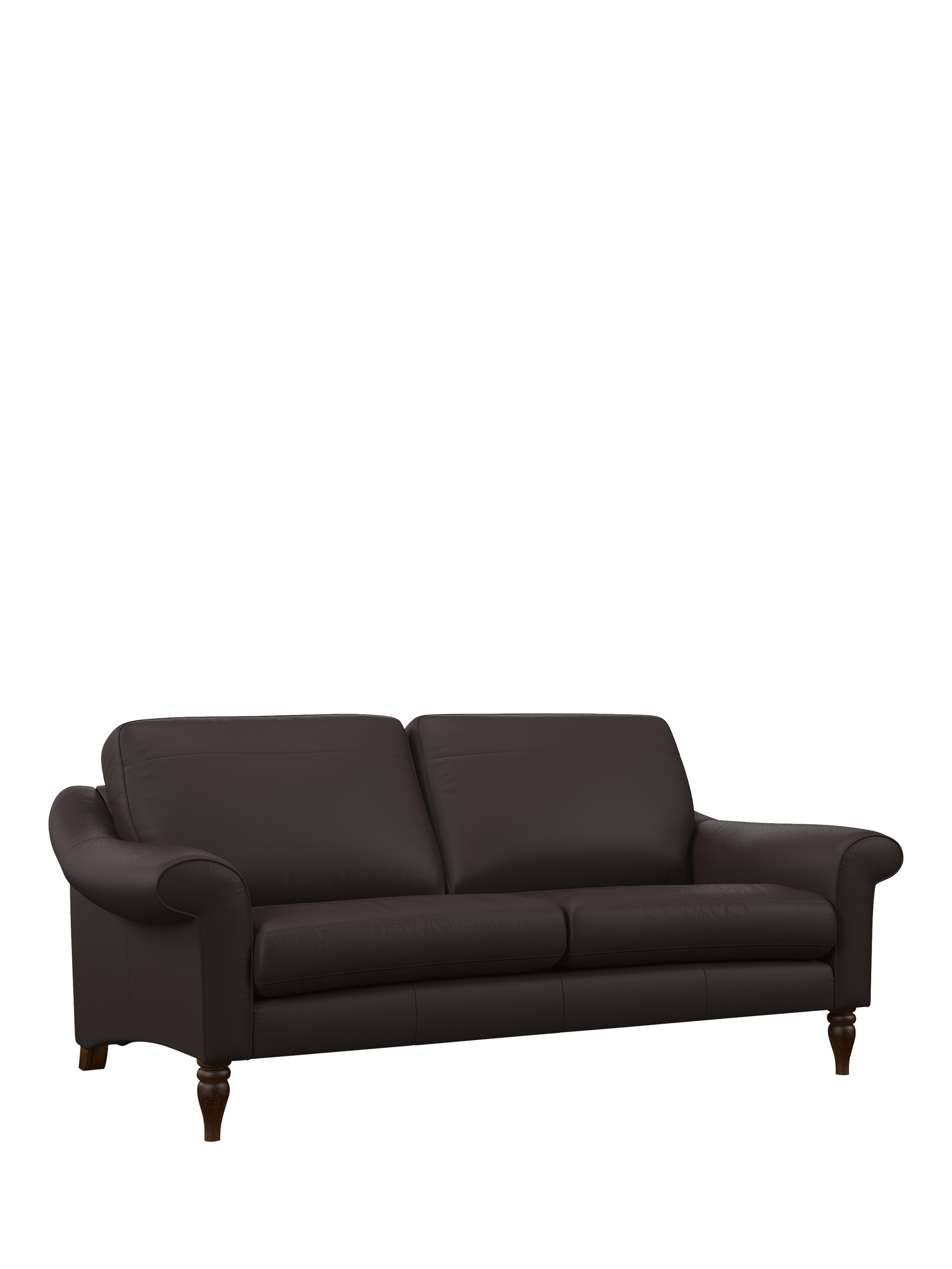 Camber Range, John Lewis Camber Large 3 Seater Leather Sofa, Dark Leg, Matt Chocolate