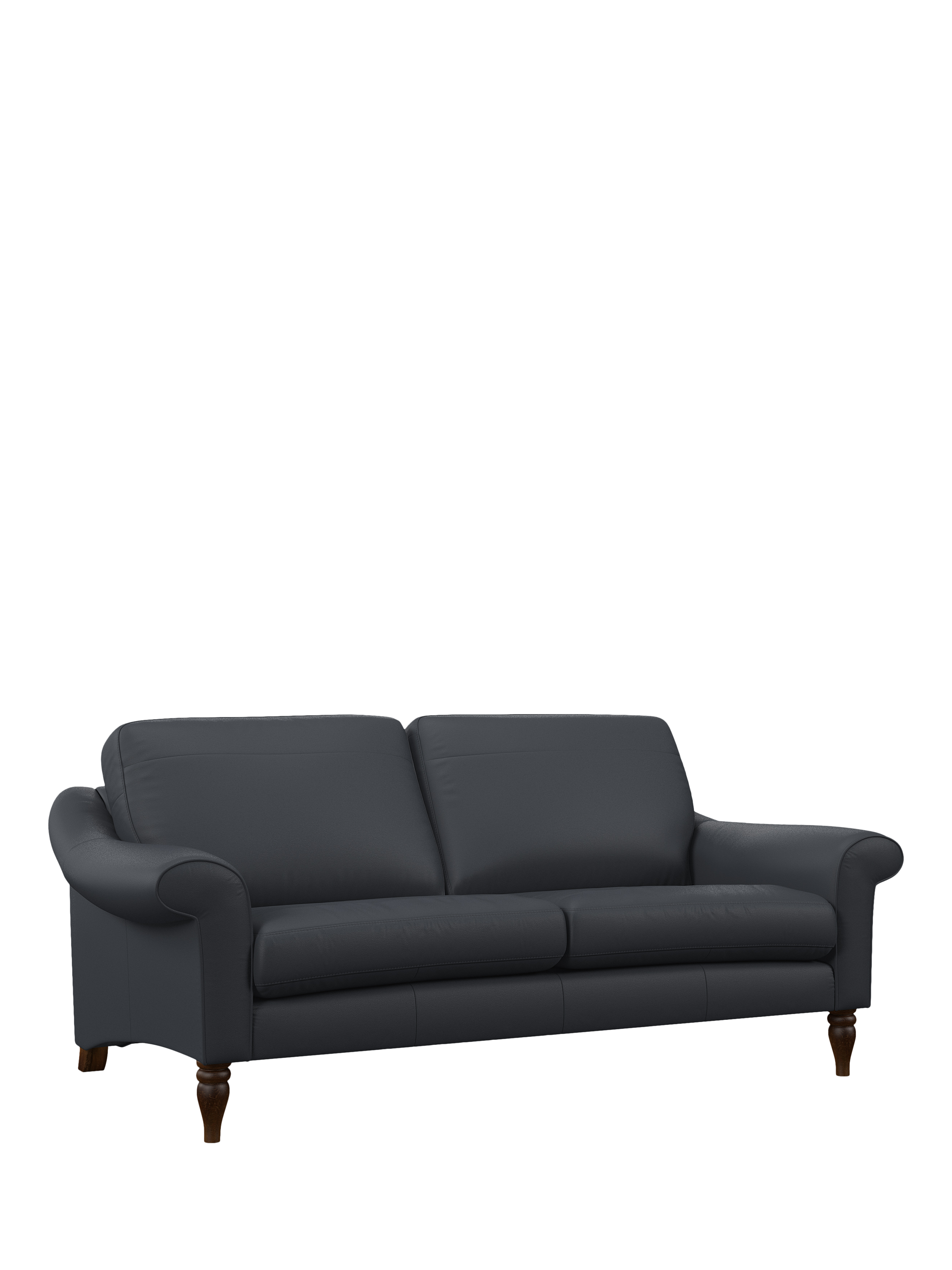 Camber Range, John Lewis Camber Large 3 Seater Leather Sofa, Dark Leg, Matt Navy