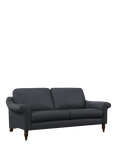 John Lewis Camber Large 3 Seater Leather Sofa, Dark Leg, Matt Navy