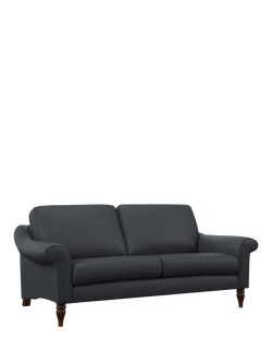 John Lewis Camber Large 3 Seater Leather Sofa, Dark Leg, Matt Navy