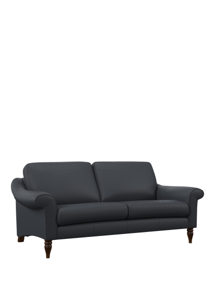 John Lewis Camber Large 3 Seater Leather Sofa, Dark Leg, Matt Navy