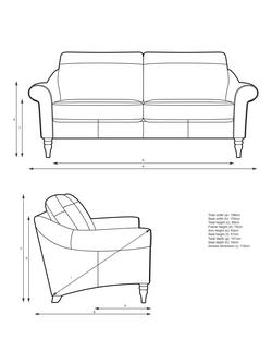 John Lewis Camber Large 3 Seater Leather Sofa, Dark Leg - view 2, Matt Navy