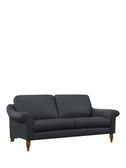 John Lewis Camber Large 3 Seater Leather Sofa, Light Leg, Matt Navy