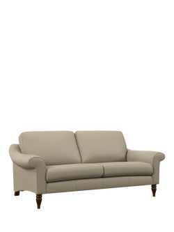 John Lewis Camber Large 3 Seater Leather Sofa, Dark Leg, Matt Pearl