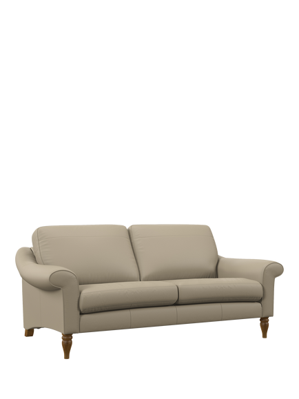 John Lewis Camber Large 3 Seater Leather Sofa, Light Leg, Matt Pearl