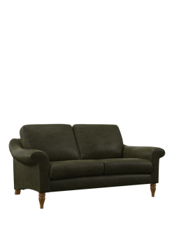 John Lewis Camber Medium 2 Seater Leather Sofa, Light Leg, Demetra Green
