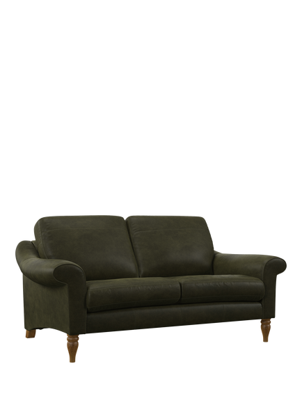 John Lewis Camber Medium 2 Seater Leather Sofa, Light Leg, Demetra Green