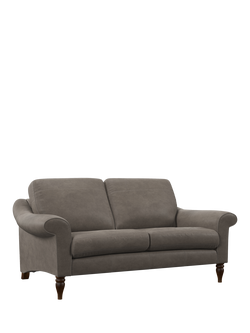 John Lewis Camber Medium 2 Seater Leather Sofa, Dark Leg, Demetra Gray