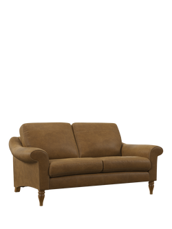 John Lewis Camber Medium 2 Seater Leather Sofa, Light Leg, Demetra Light Tan