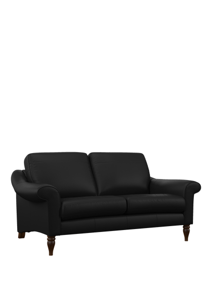 John Lewis Camber Medium 2 Seater Leather Sofa, Dark Leg, Matt Black