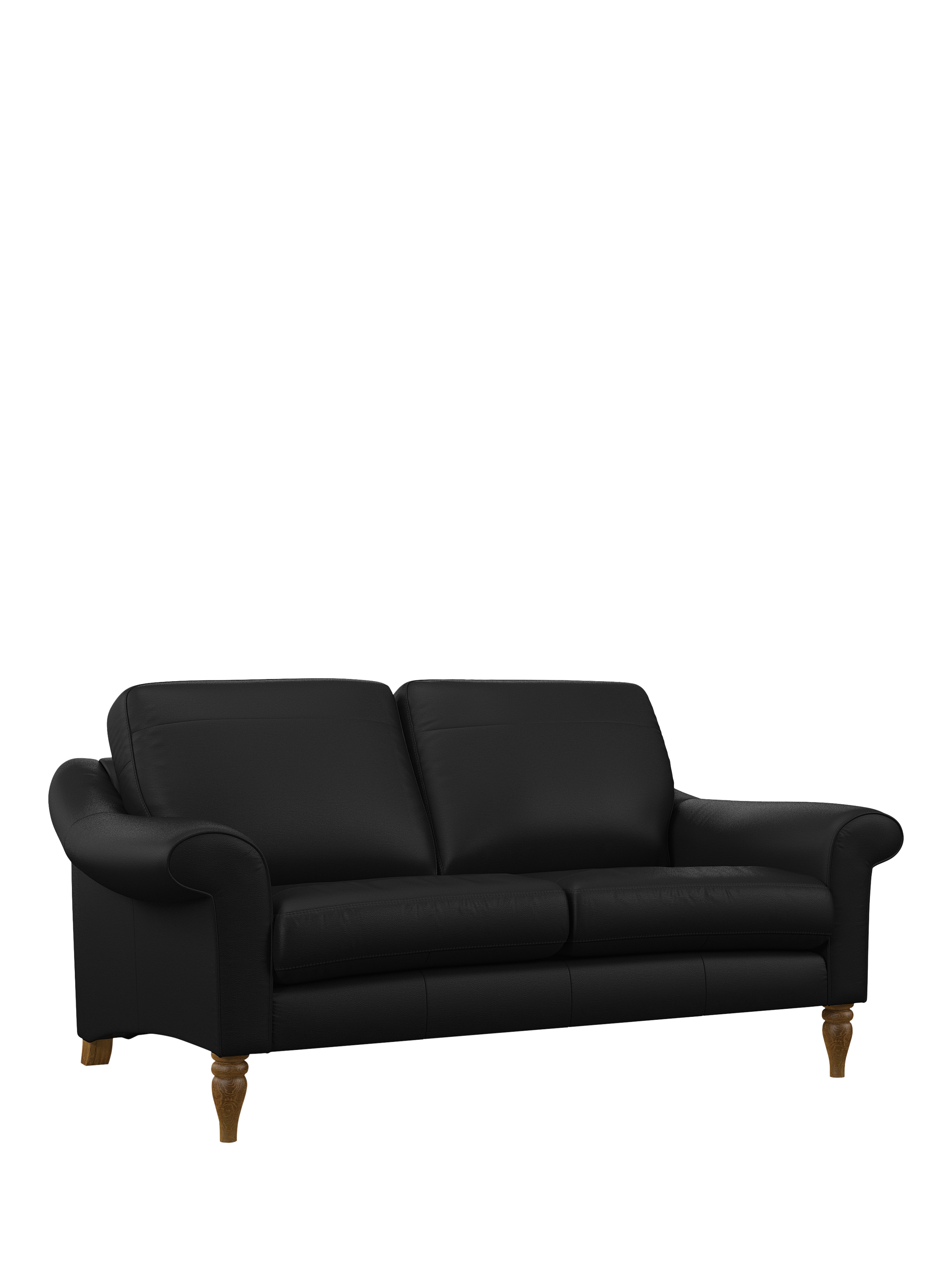 Camber Range, John Lewis Camber Medium 2 Seater Leather Sofa, Light Leg, Matt Black