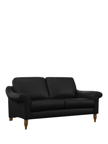 John Lewis Camber Medium 2 Seater Leather Sofa, Light Leg, Matt Black