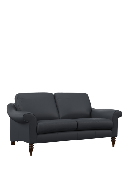 John Lewis Camber Medium 2 Seater Leather Sofa, Dark Leg, Matt Navy