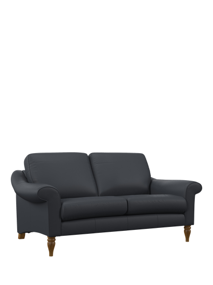 John Lewis Camber Medium 2 Seater Leather Sofa, Light Leg, Matt Navy