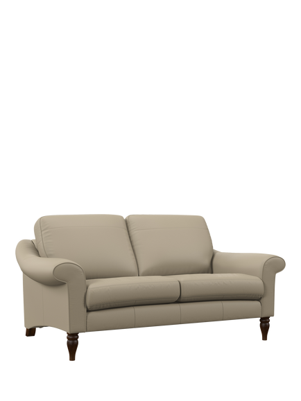 John Lewis Camber Medium 2 Seater Leather Sofa, Dark Leg, Matt Pearl