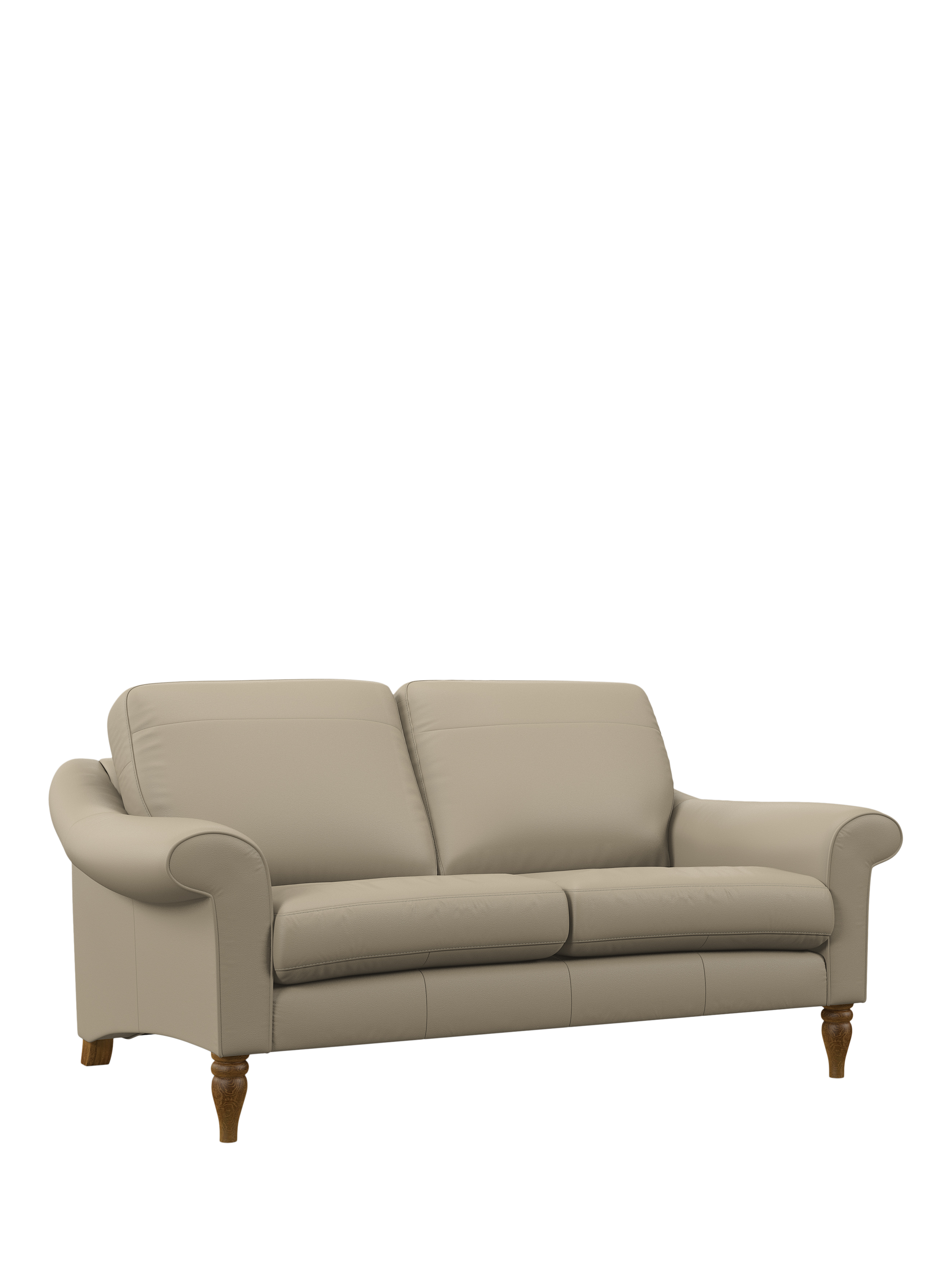 Camber Range, John Lewis Camber Medium 2 Seater Leather Sofa, Light Leg, Matt Pearl