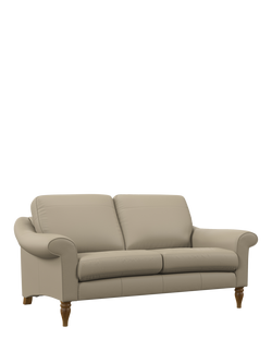 John Lewis Camber Medium 2 Seater Leather Sofa, Light Leg, Matt Pearl