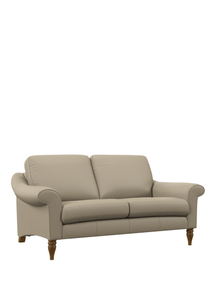 John Lewis Camber Medium 2 Seater Leather Sofa, Light Leg, Matt Pearl