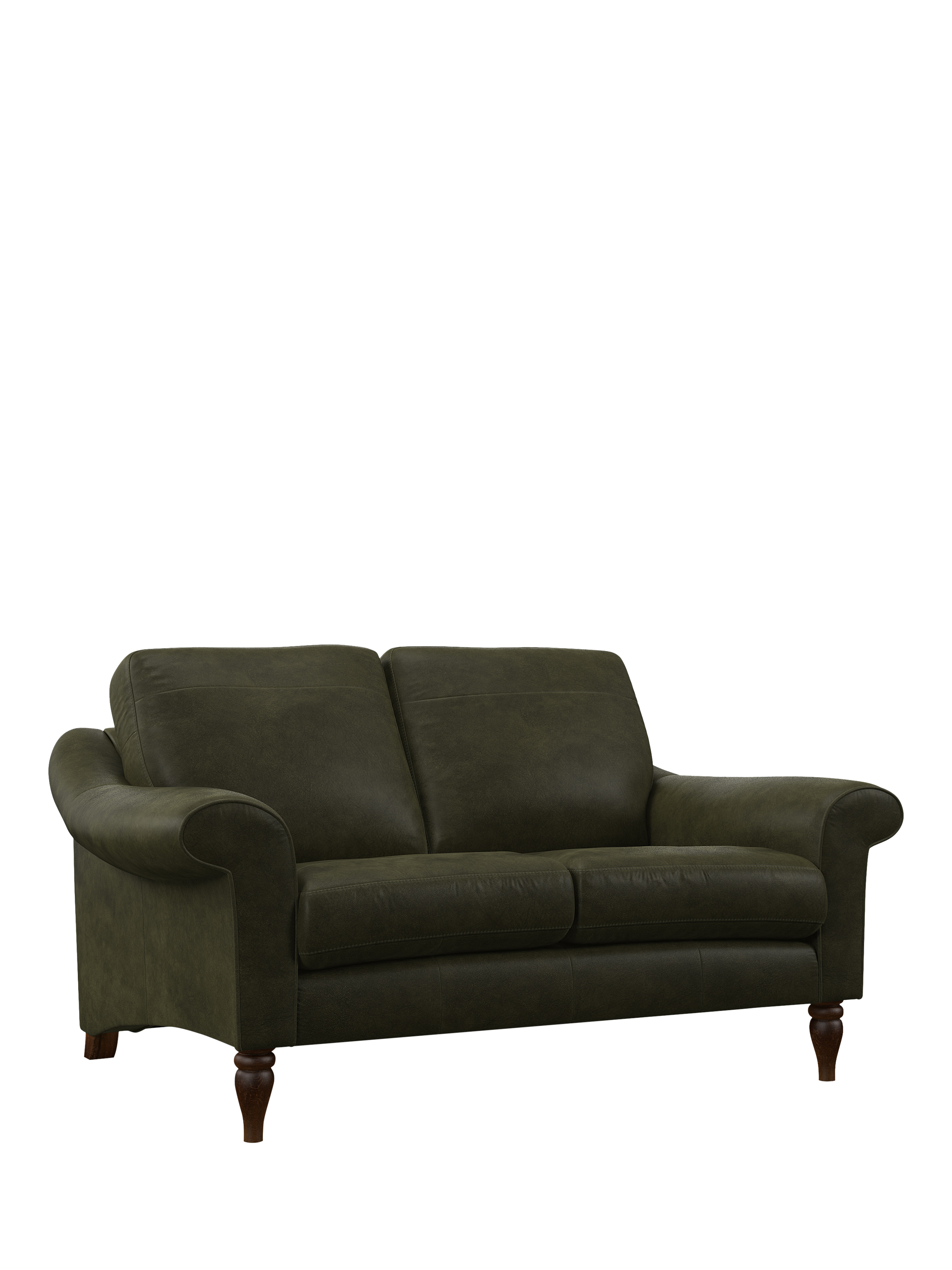 Camber Range, John Lewis Camber Small 2 Seater Leather Sofa, Dark Leg, Demetra Green