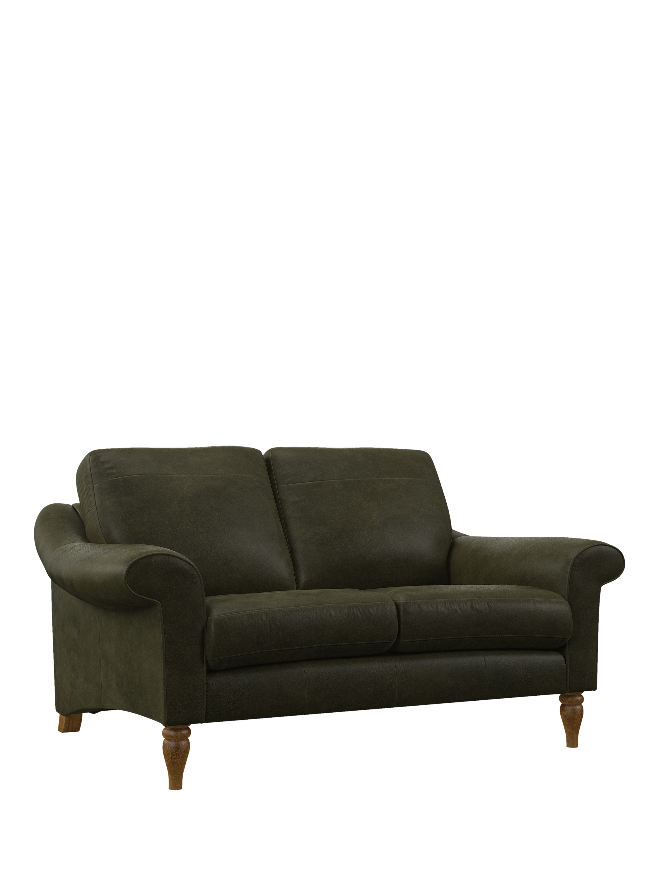 Camber Range, John Lewis Camber Small 2 Seater Leather Sofa, Light Leg, Demetra Green