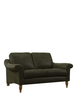 John Lewis Camber Small 2 Seater Leather Sofa, Light Leg, Demetra Green