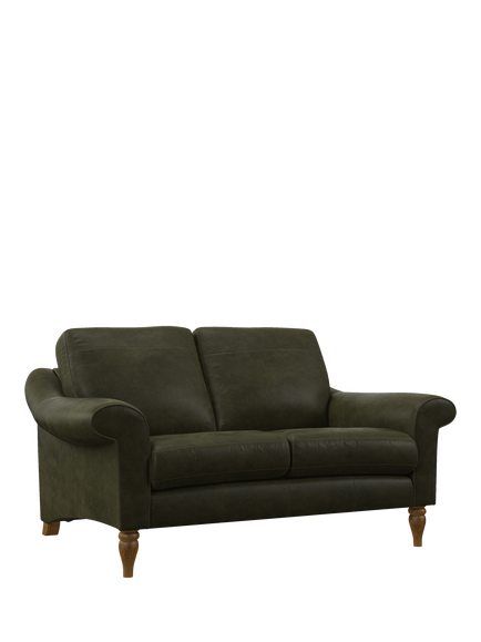 John Lewis Camber Small 2 Seater Leather Sofa, Light Leg, Demetra Green