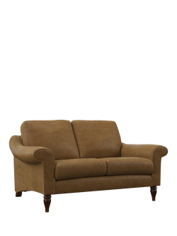 John Lewis Camber Small 2 Seater Leather Sofa, Dark Leg, Demetra Light Tan