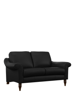 John Lewis Camber Small 2 Seater Leather Sofa, Dark Leg, Matt Black