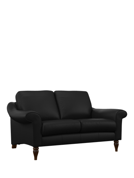 John Lewis Camber Small 2 Seater Leather Sofa, Dark Leg, Matt Black