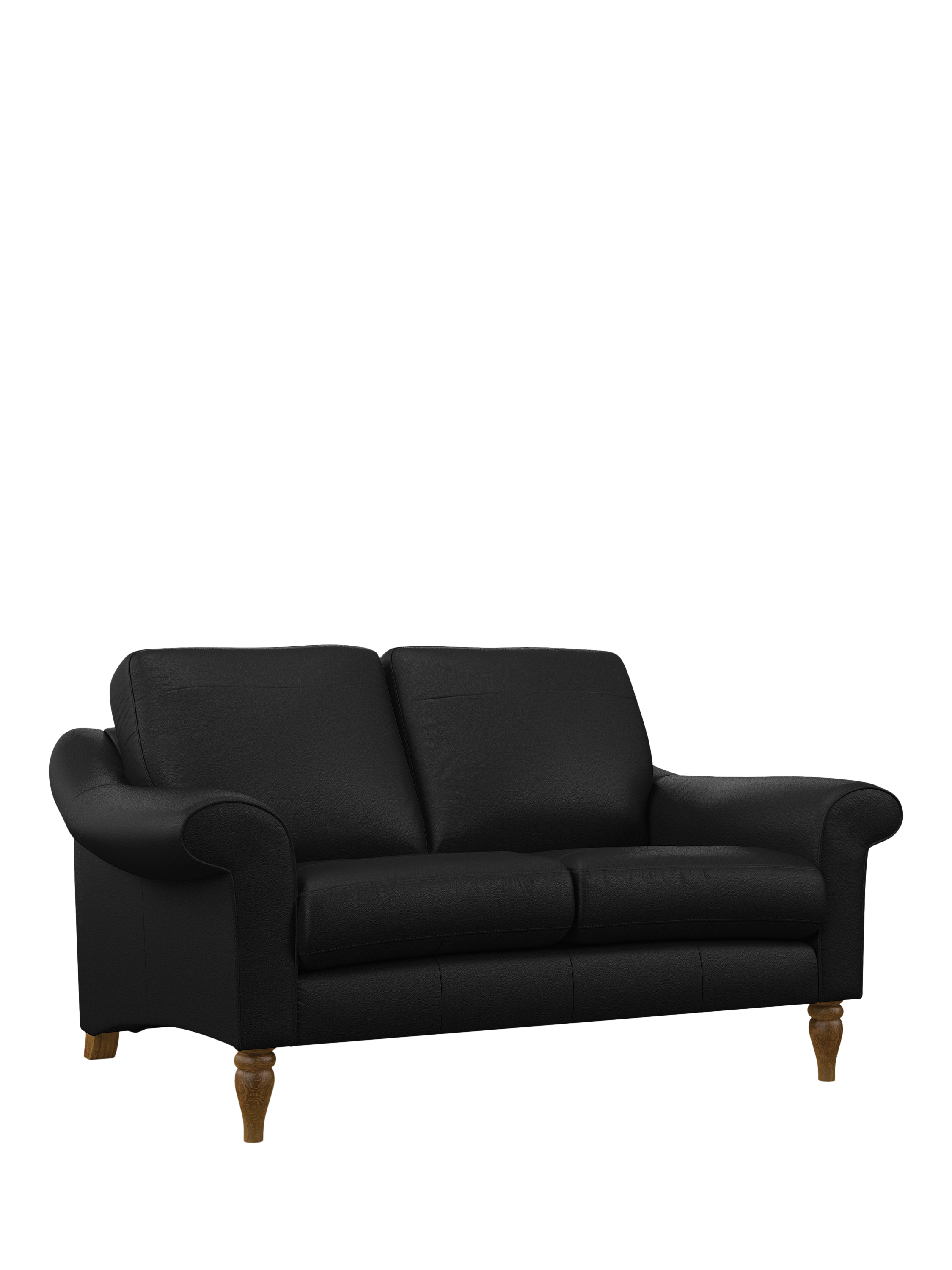 Camber Range, John Lewis Camber Small 2 Seater Leather Sofa, Light Leg, Matt Black