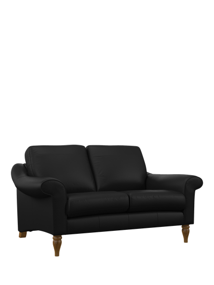 John Lewis Camber Small 2 Seater Leather Sofa, Light Leg, Matt Black