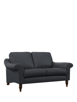 John Lewis Camber Small 2 Seater Leather Sofa, Dark Leg, Matt Navy