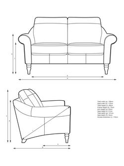 John Lewis Camber Small 2 Seater Leather Sofa, Dark Leg - view 2, Matt Navy